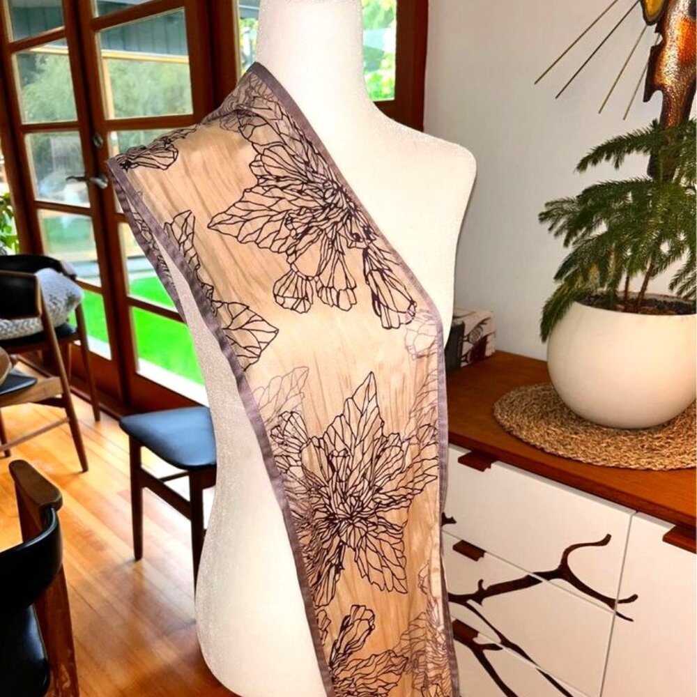 Silk long scarf med weight versatile use as head or neck scarf, belt.